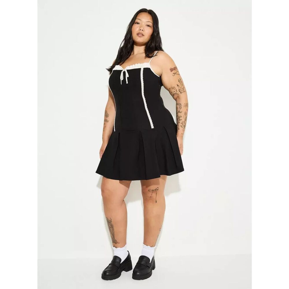 LoveSick Drop-Waist Goth Coquette Dress Deep Black Size (0) Large | 12